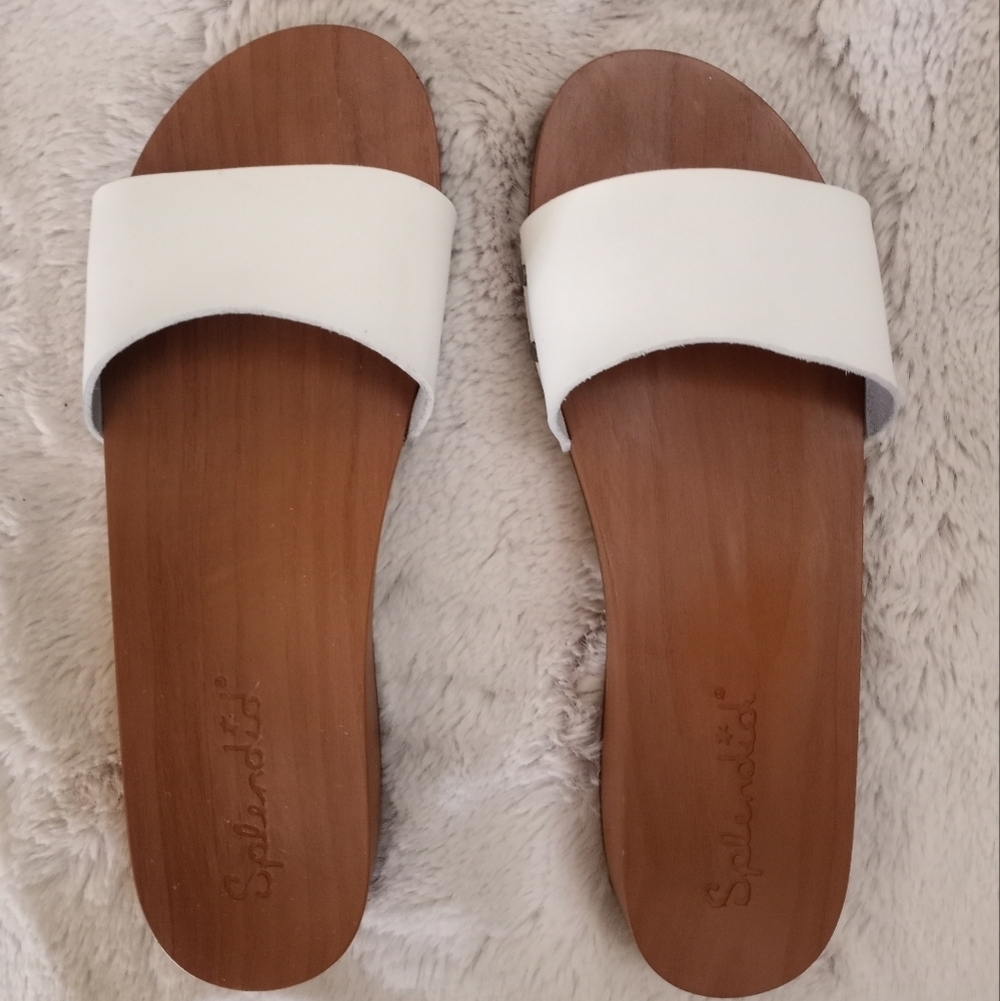 Splendid Heather Boho Leather and Wood Retro 70's Classic Casual  Studded Sandal